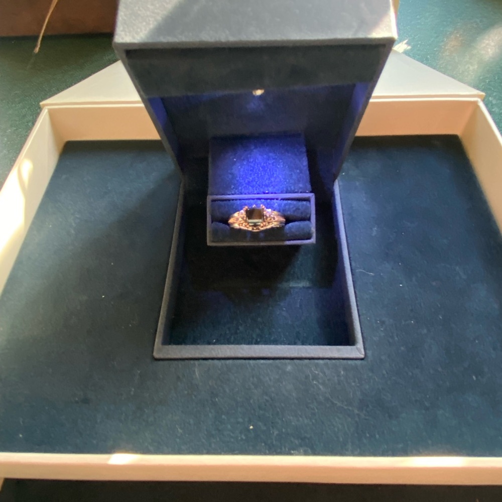 Rare and Goregous Black Diamond Ring 14K White & Rose Gold